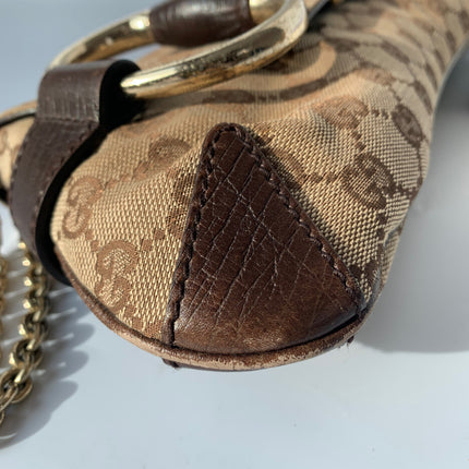 Sold Iconic 2003 Gucci Horsebit 1955 Cloth Black Monogram Shoulder bag