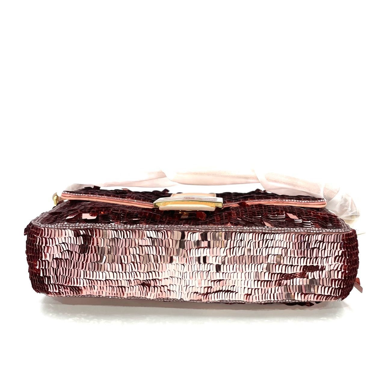 Fendi Baguette Glitter Sequins Paillettes Vitello Grace Sex and the City Baby Pink