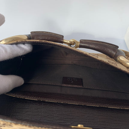 Sold Iconic 2003 Gucci Horsebit 1955 Cloth Black Monogram Shoulder bag