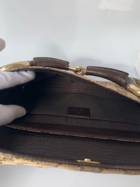 Sold Iconic 2003 Gucci Horsebit 1955 Cloth Black Monogram Shoulder bag