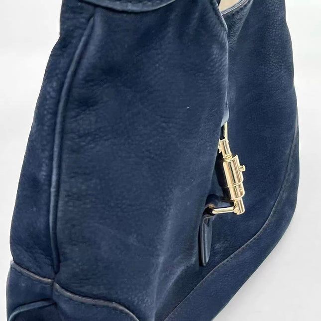 Gucci Jackie 1961 Medium Navy Suede Leather Bag