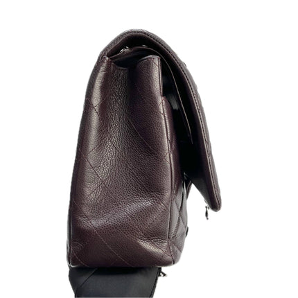 Chanel Classique Grand Modèle Noir Cuir Caviar Double Rabat Métal Argenté