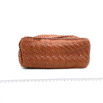 Loewe Puzzle Small Leather Woven Braided Tan Brown Crossbody Bag