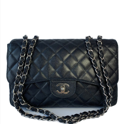 Sold Chanel Classic Flap Jumbo/Large Black Caviar Leather-Luxbags