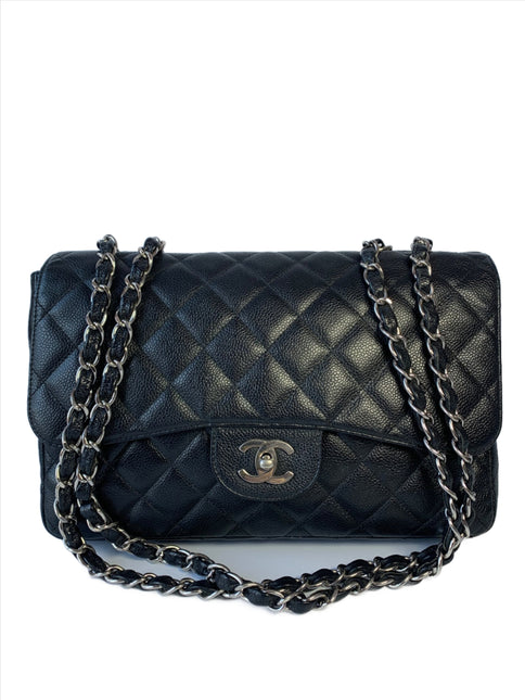 Sold Chanel Classic Flap Jumbo/Large Black Caviar Leather-Luxbags