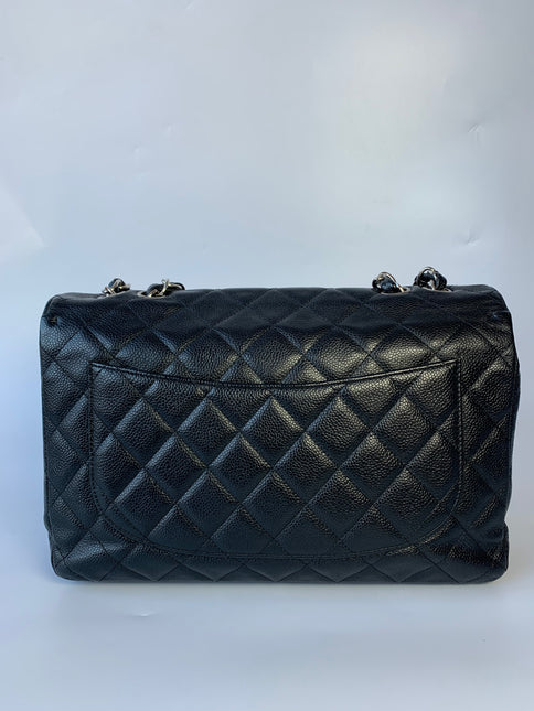 Sold Chanel Classic Flap Jumbo/Large Black Caviar Leather