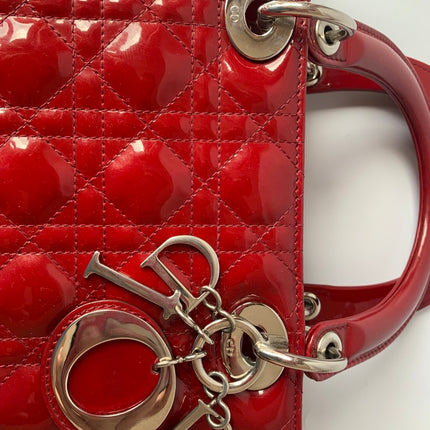 Sold Lady Dior Medium Bag Red Patent Leather