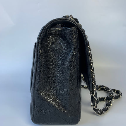 Sold Chanel Classic Flap Jumbo/Large Black Caviar Leather