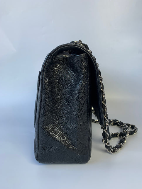 Sold Chanel Classic Flap Jumbo/Large Black Caviar Leather