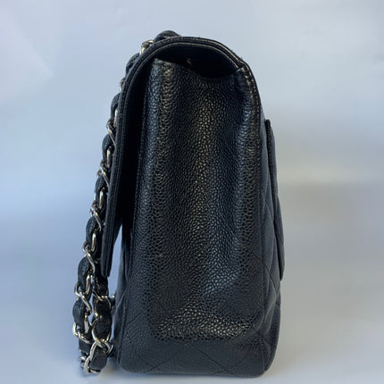 Sold Chanel Classic Flap Jumbo/Large Black Caviar Leather