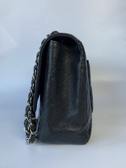Sold Chanel Classic Flap Jumbo/Large Black Caviar Leather