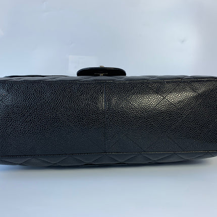 Sold Chanel Classic Flap Jumbo/Large Black Caviar Leather