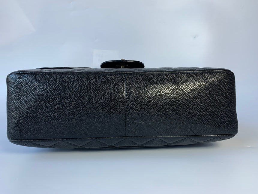 Sold Chanel Classic Flap Jumbo/Large Black Caviar Leather
