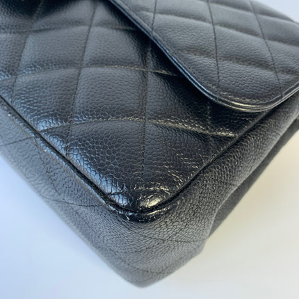 Sold Chanel Classic Flap Jumbo/Large Black Caviar Leather