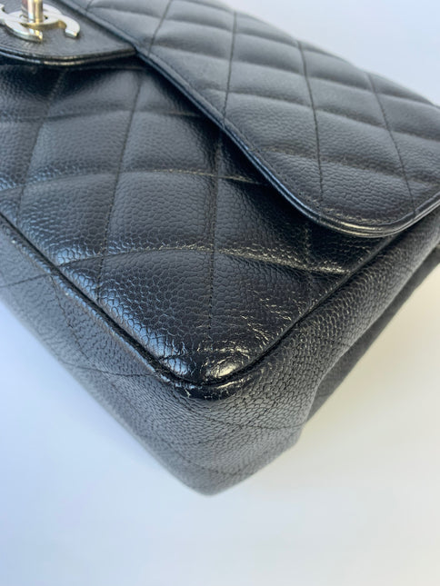 Sold Chanel Classic Flap Jumbo/Large Black Caviar Leather