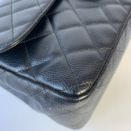 Sold Chanel Classic Flap Jumbo/Large Black Caviar Leather