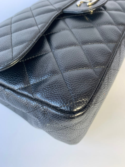 Sold Chanel Classic Flap Jumbo/Large Black Caviar Leather