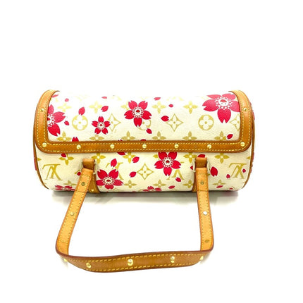 Louis Vuitton x Takashi Murakami Papillon 28 Cherry Blossom White Monogram Handbag