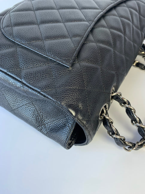 Sold Chanel Classic Flap Jumbo/Large Black Caviar Leather
