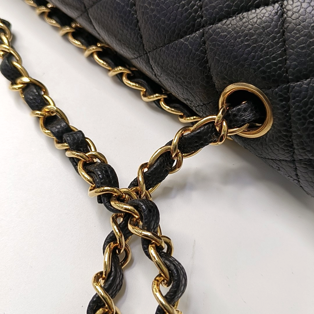 Chanel Classic Flap Medium Black Caviar Leather Gold-tone Hardware