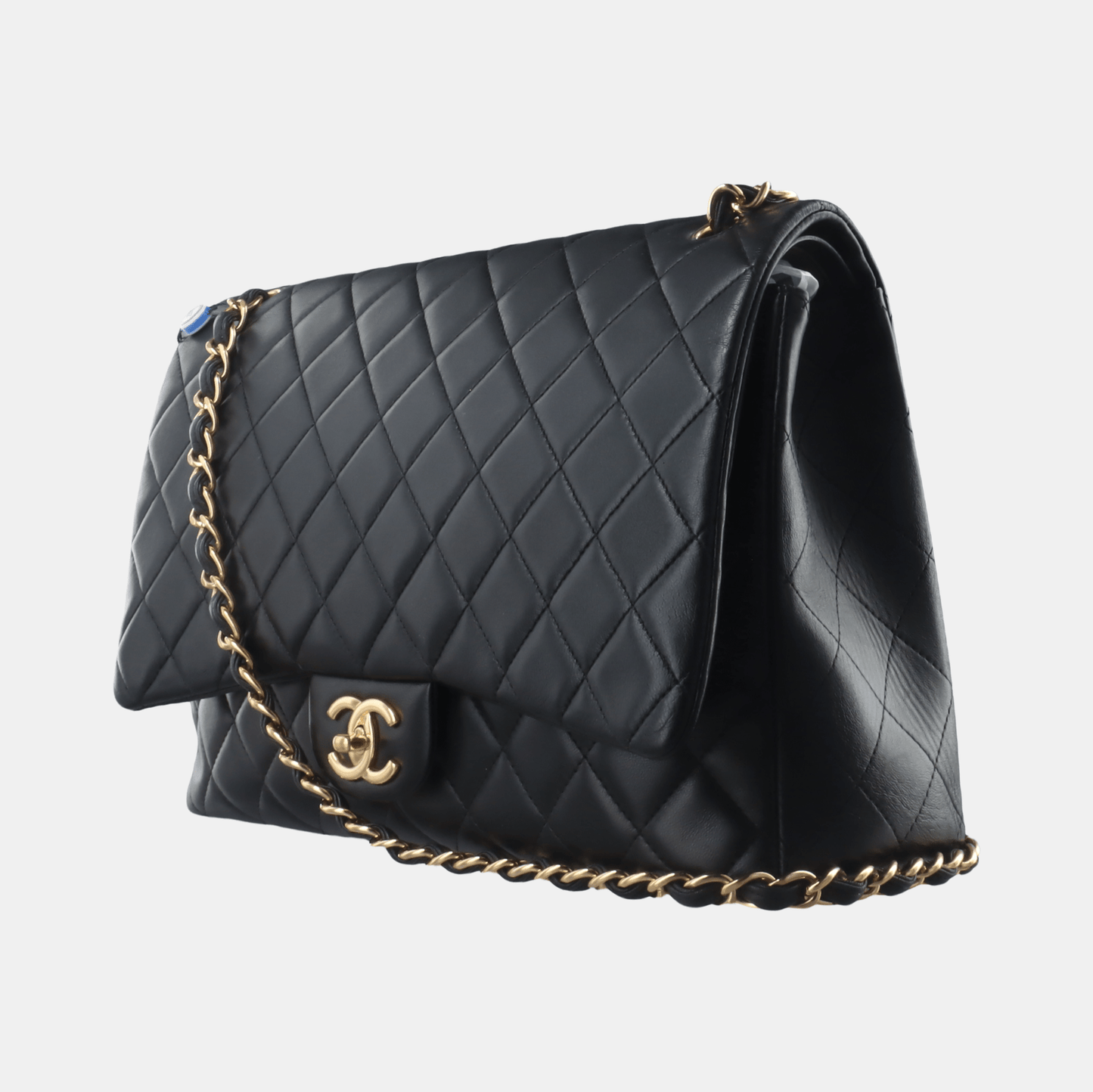 Chanel Classic Flap Maxi Black Lambskin Leather Double Flap with Gold Hardware, 2014-2015