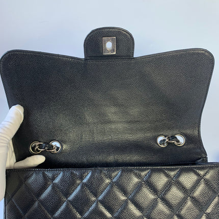 Sold Chanel Classic Flap Jumbo/Large Black Caviar Leather