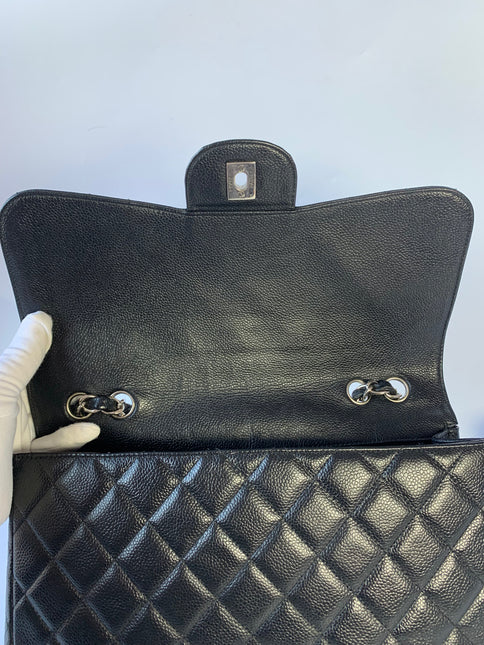 Sold Chanel Classic Flap Jumbo/Large Black Caviar Leather
