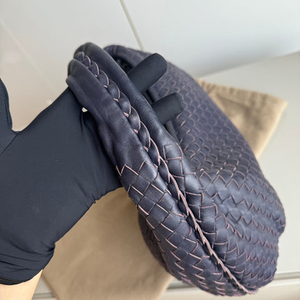 Bottega Veneta Belly Hobo Intrecciato Lambskin Leather Navy 5077 Medium 40cm