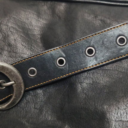 Dior Vintage Gaucho Large Black Leather Crossbody Bag