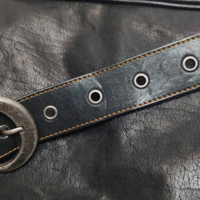 Dior Vintage Gaucho Large Black Leather Crossbody Bag