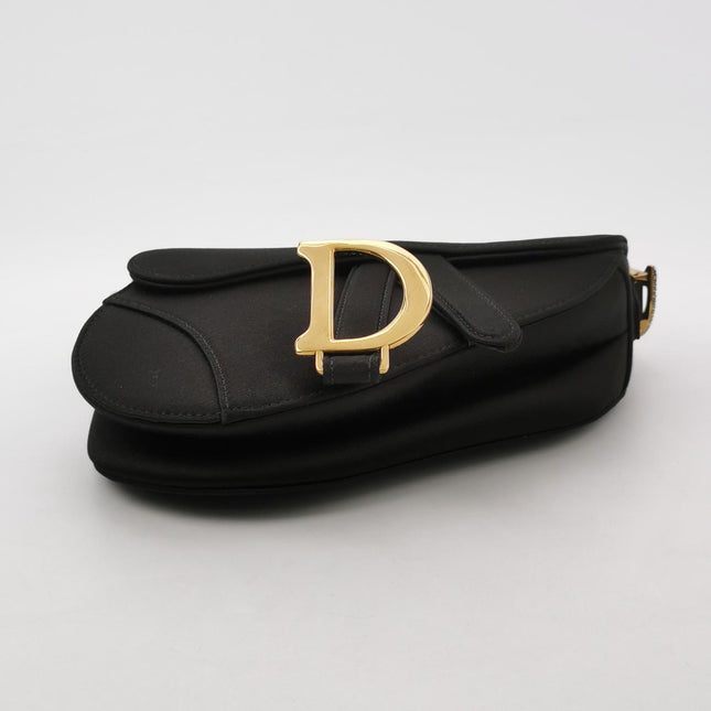 Dior Saddle Mini Silk Handbag Black with crystals