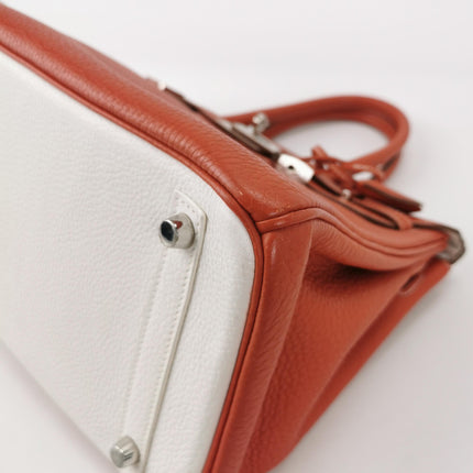 Hermes Birkin 30 Togo Leather Orange 9M Sanguine and White Palledium Hardware 2010