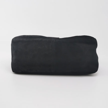 Fendi Mamma Baguette Black Suede Leather Red Buckle