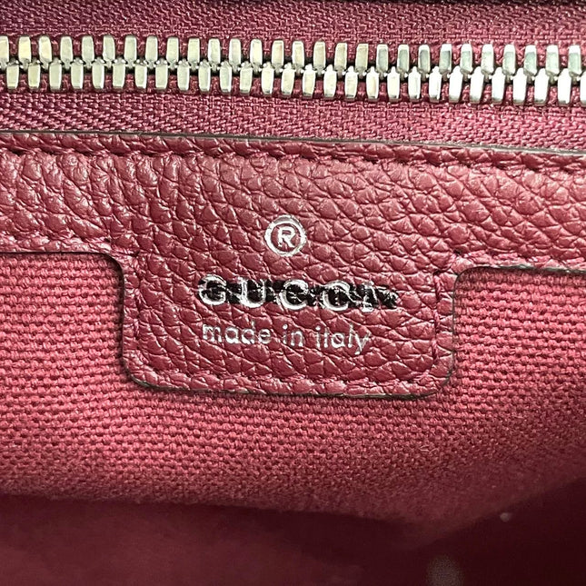 Gucci Jackie 1961 Burgundy Large Pebbled Leather Shoulder Bag with Strap