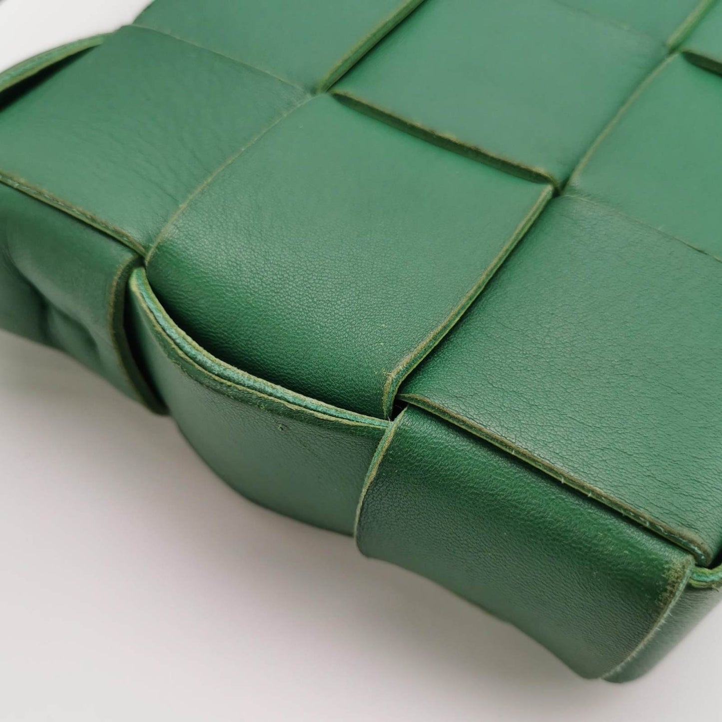 Bottega Veneta Cassette Green Leather Crossbody Bag