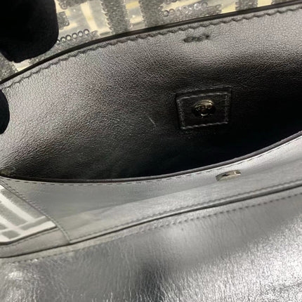 Sold Fendi Baguette Fendi x Nicki Minaj Silver PVC and Leather with Glitter Sequins Crossbody Bag