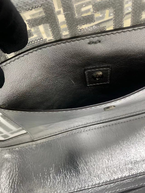 Sold Fendi Baguette Fendi x Nicki Minaj Silver PVC and Leather with Glitter Sequins Crossbody Bag
