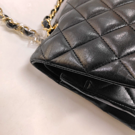 Chanel Timeless Classic Flap Medium Black Lambskin Leather Gold Hardware