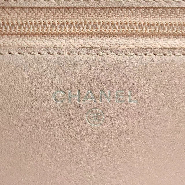 Sold Chanel Wild Stitch Flap Wallet on Chain WOC Grey and Pink Leather