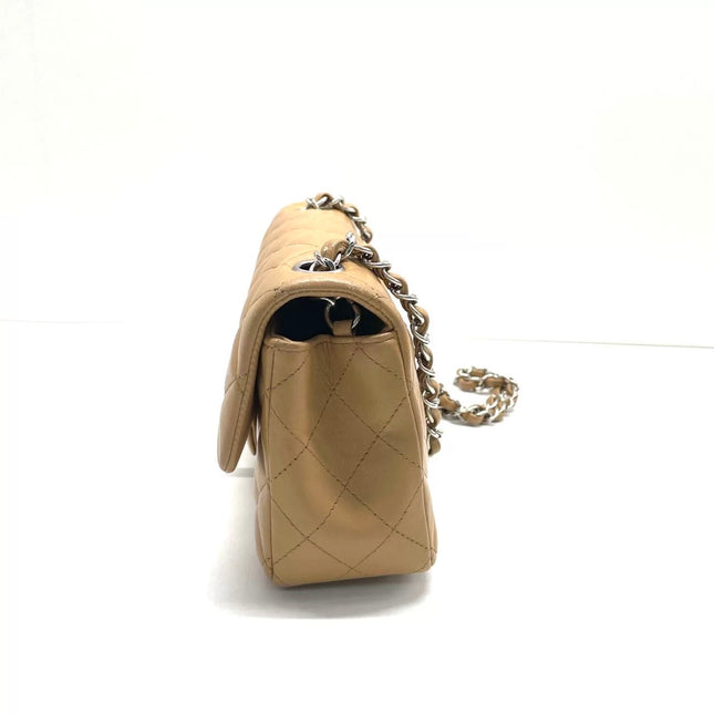 Chanel Classic Flap Rectangular Mini Beige Lambskin Silver Hardware