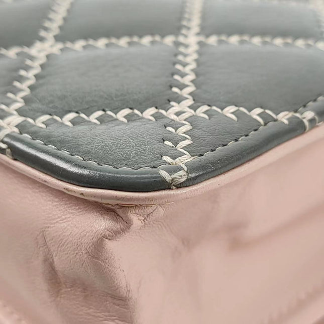 Sold Chanel Wild Stitch Flap Wallet on Chain WOC Grey and Pink Leather