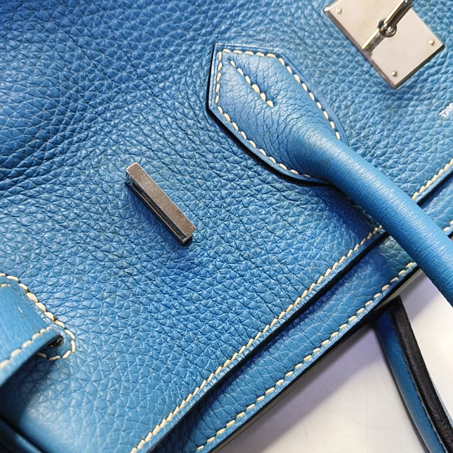 Hermes Birkin 35 Blue Jeans Calfskin Leather Palladium Hardware 2010