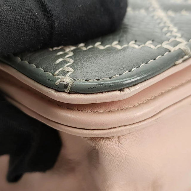 Sold Chanel Wild Stitch Flap Wallet on Chain WOC Grey and Pink Leather