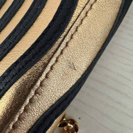 Fendi Nano Baguette Charm Gold Shiny Leather with Black Paints