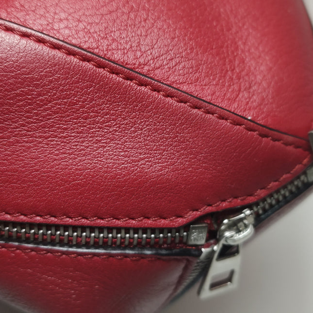 Loewe Puzzle Medium Red Leather with Zipper Crossbody Bag