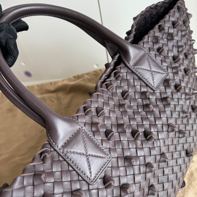 Sold Bottega Veneta Cabat Medium Intreccio Leather Tote Bag Dark Chocolate Brown