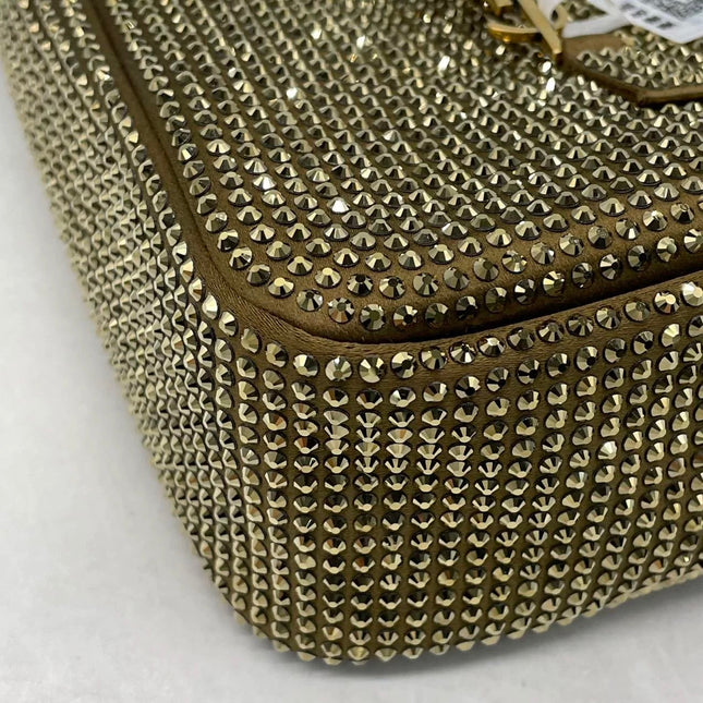 Yves Saint Laurent YSL Le 5 A 7 Hobo Mini Brown Silk Crystals Shoulder Bag