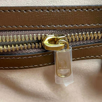 Gucci Jackie 1961 Large Brown Leather and Monogram Web with Long Strap