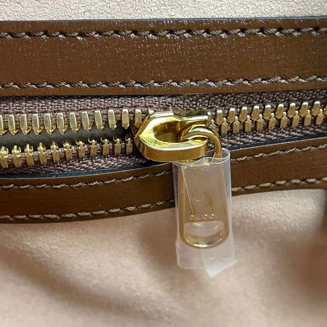 Gucci Jackie 1961 Large Brown Leather and Monogram Web with Long Strap