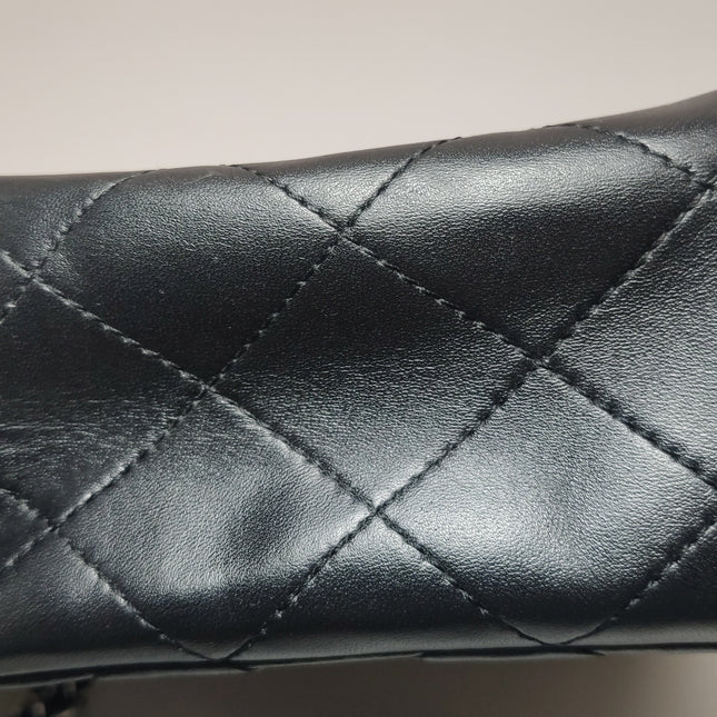Chanel Classic Flap Jumbo Black Lambskin Leather Single Flap with Silver Hardware 2009-2010